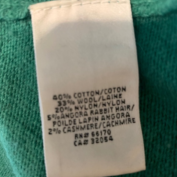 Anthropologie Charlie & Robin Green Bow Button Front Cropped Sweater ¾ Sleeve - Picture 12 of 13